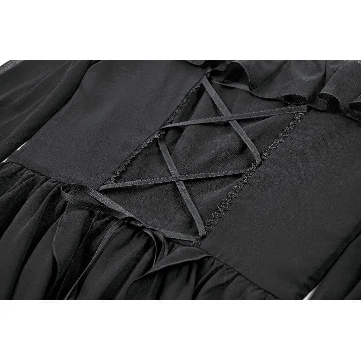 Gothic Moon Damen-Lagenkleid mit Rüschen und schulterfreiem Rock