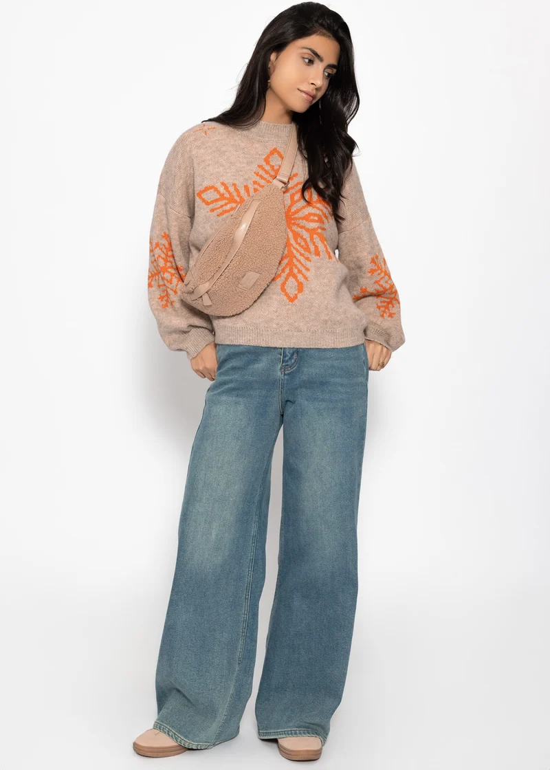 Pullover mit Schneeflocke - beige
