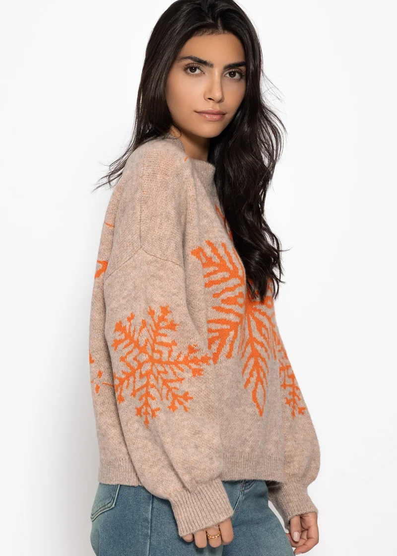 Pullover mit Schneeflocke - beige