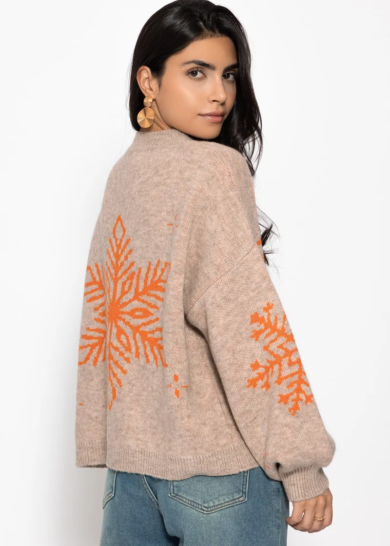 Pullover mit Schneeflocke - beige