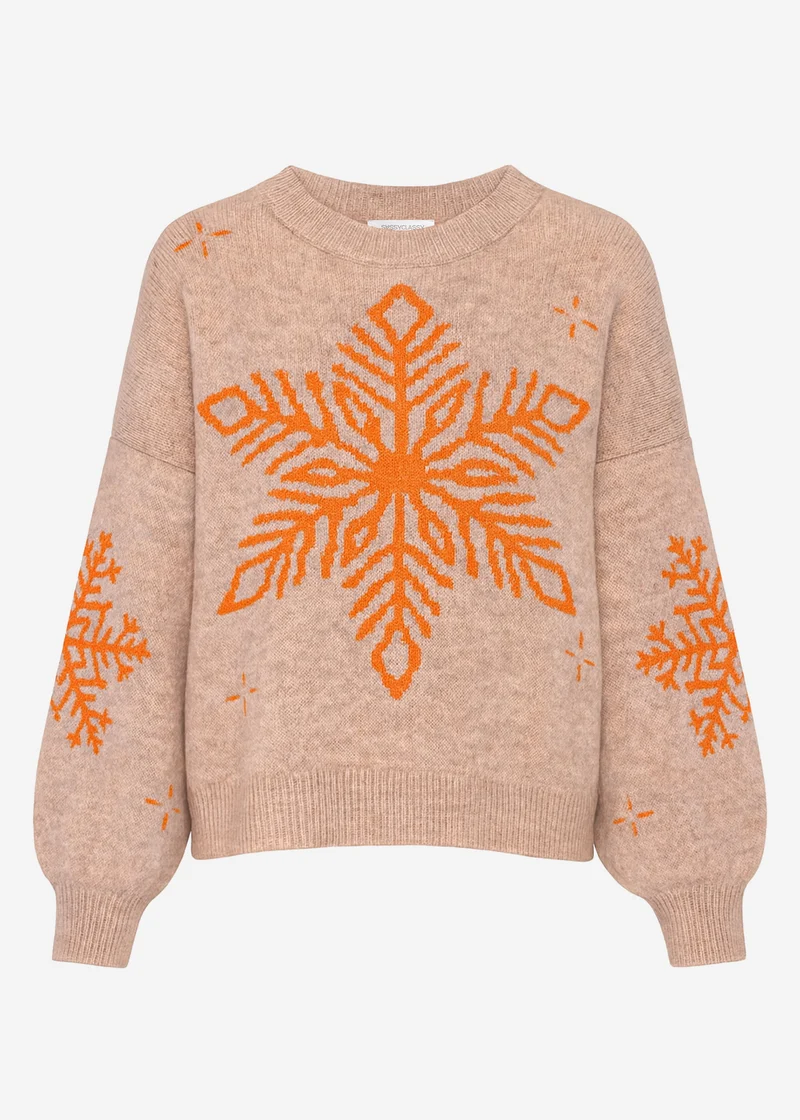Pullover mit Schneeflocke - beige