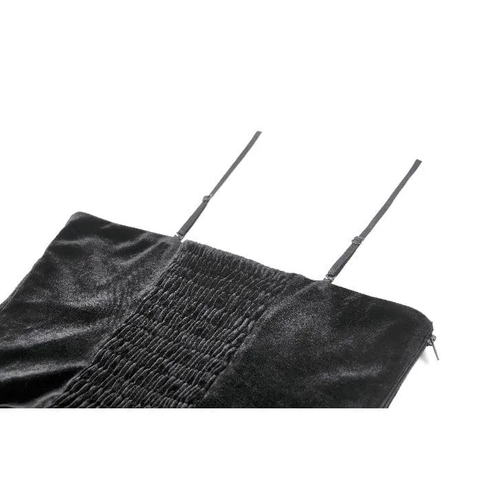 Gothic-Bustier aus Samt mit Perlen und Quasten für Damen