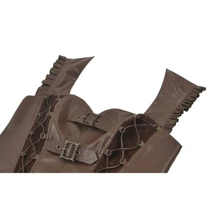 Steampunk-Weste für Damen mit Schnallenriemen, seitlichem Reißverschluss und Cut-Outs