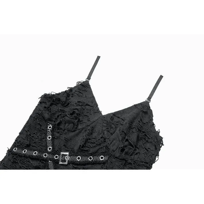 Punk-Slipkleid für Damen mit Ösenriemen und asymmetrischem Saum