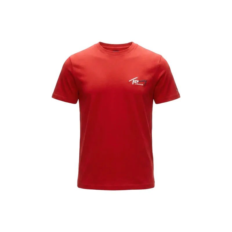 Tommy Hilfiger Rotes T-Shirt für Herren aus Bio-Baumwolle