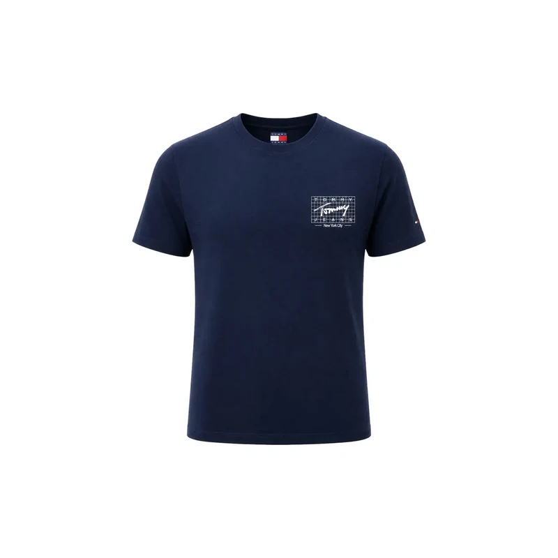 Tommy Hilfiger Herren T-Shirt aus Bio-Baumwolle, blau