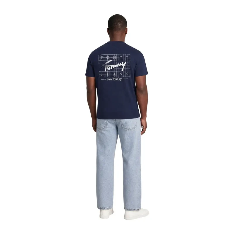 Tommy Hilfiger Herren T-Shirt aus Bio-Baumwolle, blau