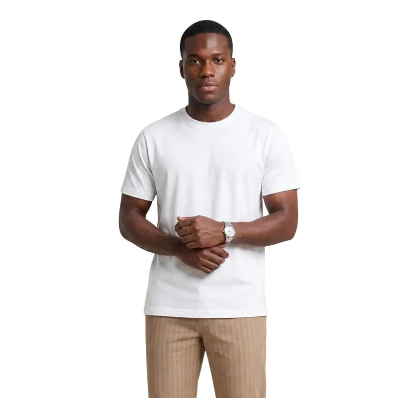 Hydra Herren Baumwoll-T-Shirt Weiß Rundhals