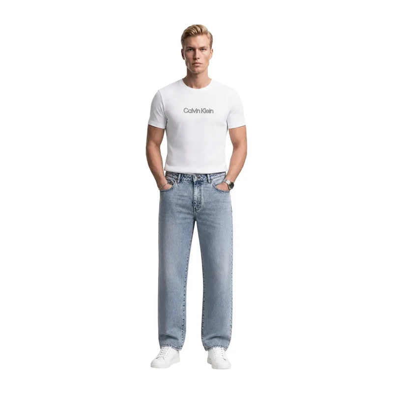 Calvin Klein Weißes Herren-T-Shirt aus Baumwolle mit Grafik
