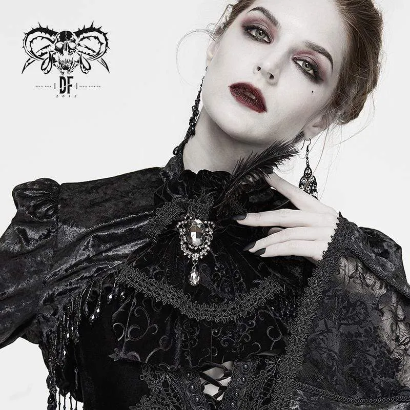 Gothic Jacquard Feather Strass Velet Krawatten