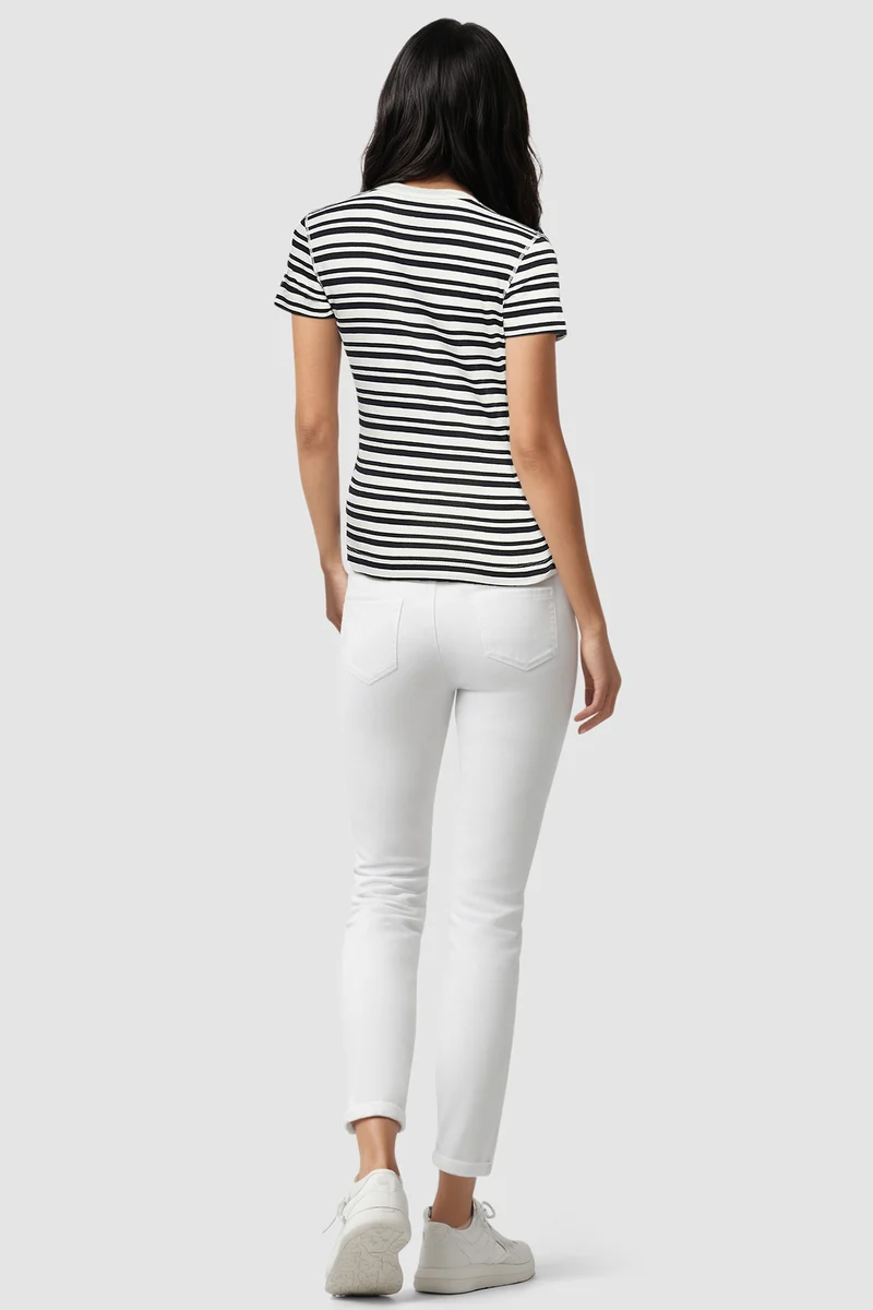 Crew-Neck Short Sleeve Tee | Black Beauty Mature Stripes