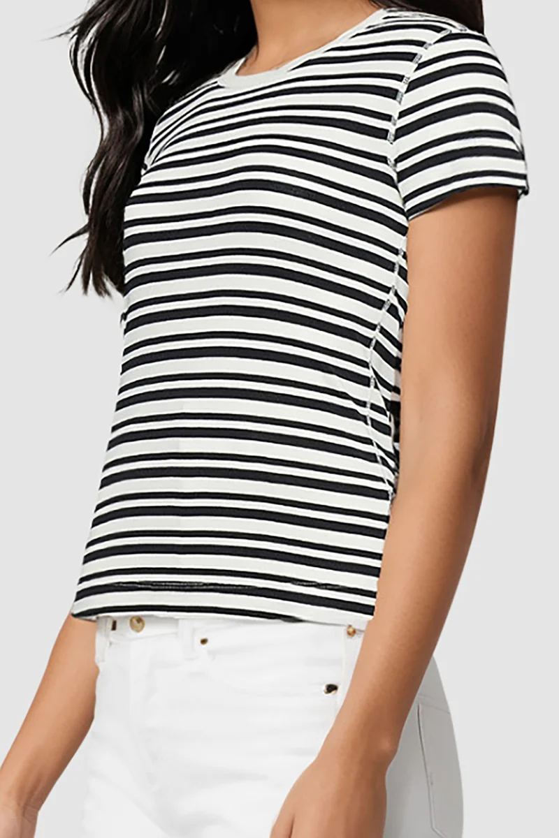 Crew-Neck Short Sleeve Tee | Black Beauty Mature Stripes