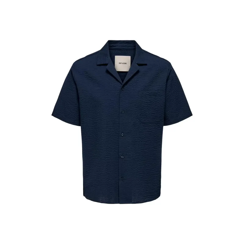 Only and Sons Herren-Resorthemd aus Baumwolle, Blau