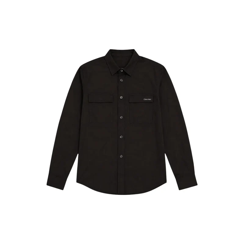 Calvin Klein Schwarzes Langarmshirt aus Baumwollmischgewebe für Herren
