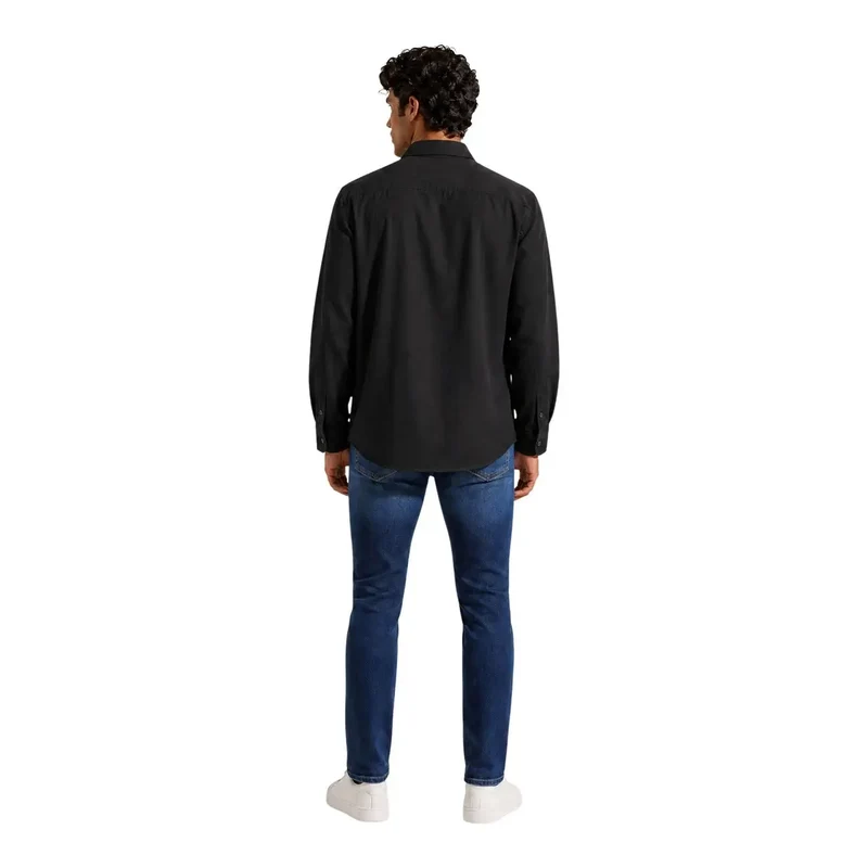 Calvin Klein Schwarzes Langarmshirt aus Baumwollmischgewebe für Herren