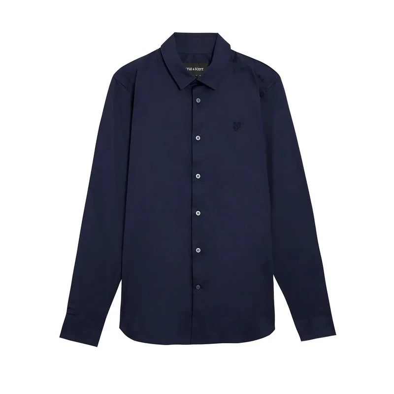 Lyle and Scott Herren Baumwollhemd Blau Langarm