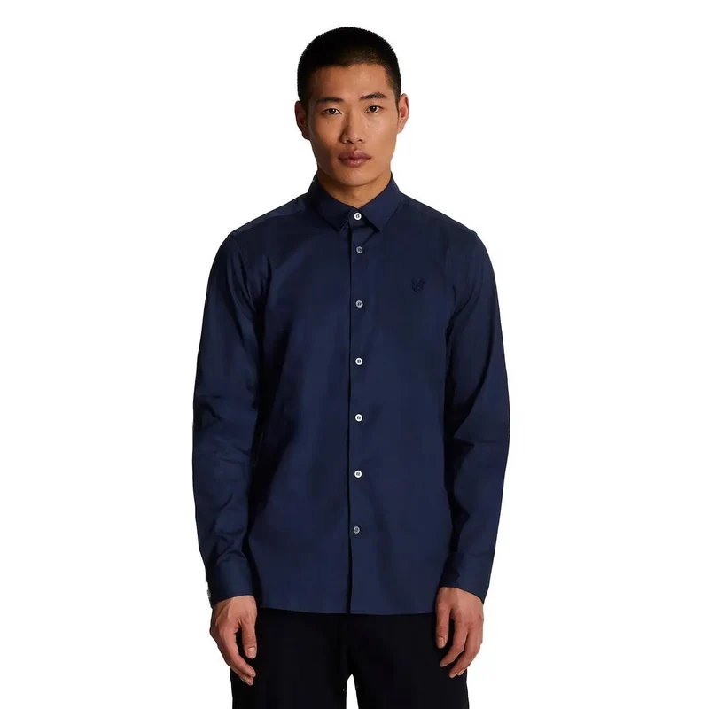 Lyle and Scott Herren Baumwollhemd Blau Langarm