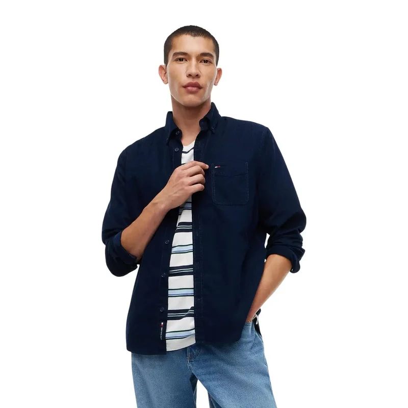 Tommy Hilfiger Herren-Jeanshemd, blau, Baumwolle, Freizeit