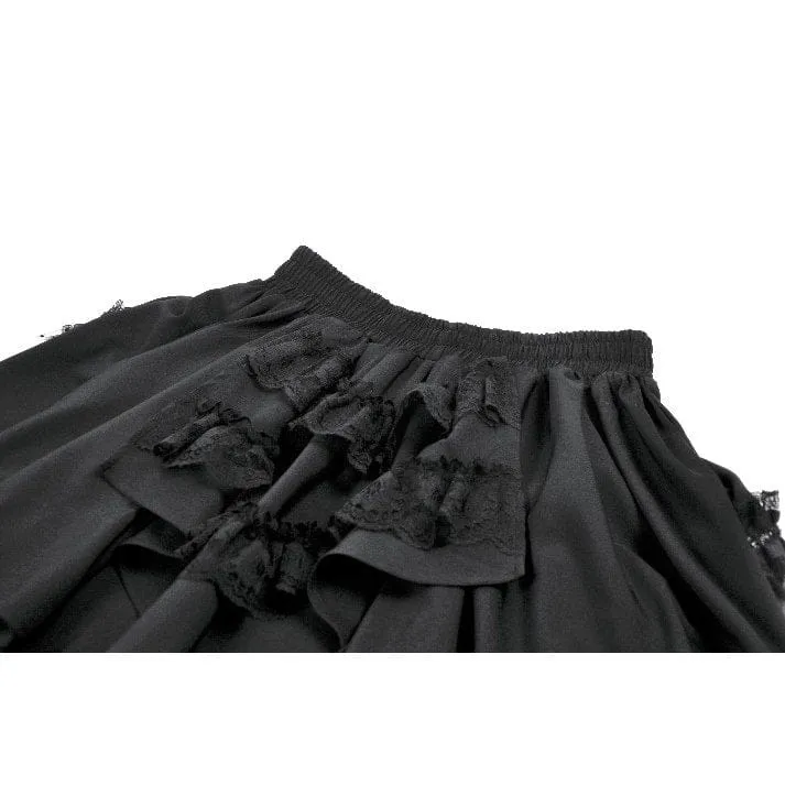 Gothic-Spitzenrock mit Rüschen und Schleppe für Damen