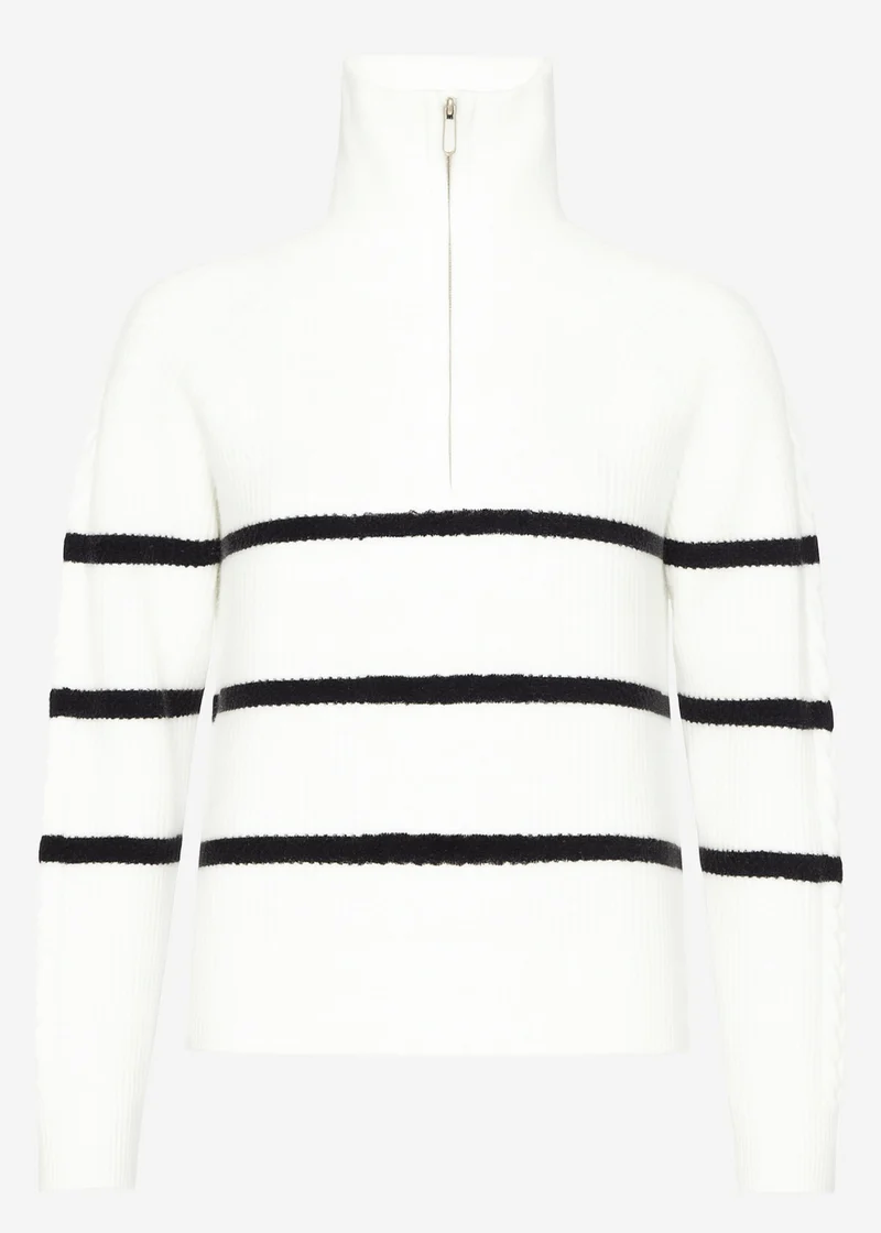 Pullover mit Reißverschluss am Kragen - offwhite