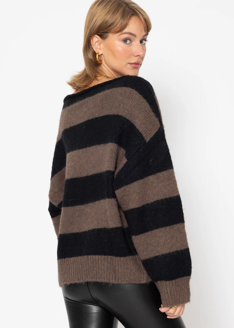 Pullover mit Blockstreifen - schwarz-braun