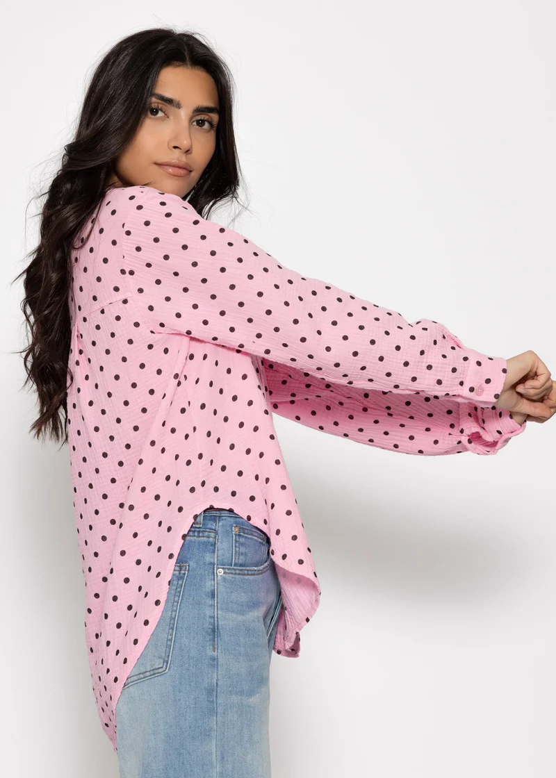 Musselin Hemdbluse mit Punkten - rosa