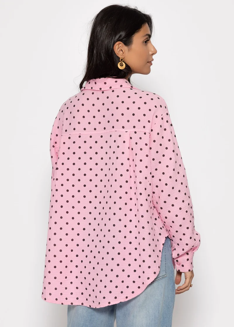 Musselin Hemdbluse mit Punkten - rosa