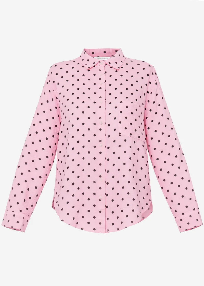 Musselin Hemdbluse mit Punkten - rosa