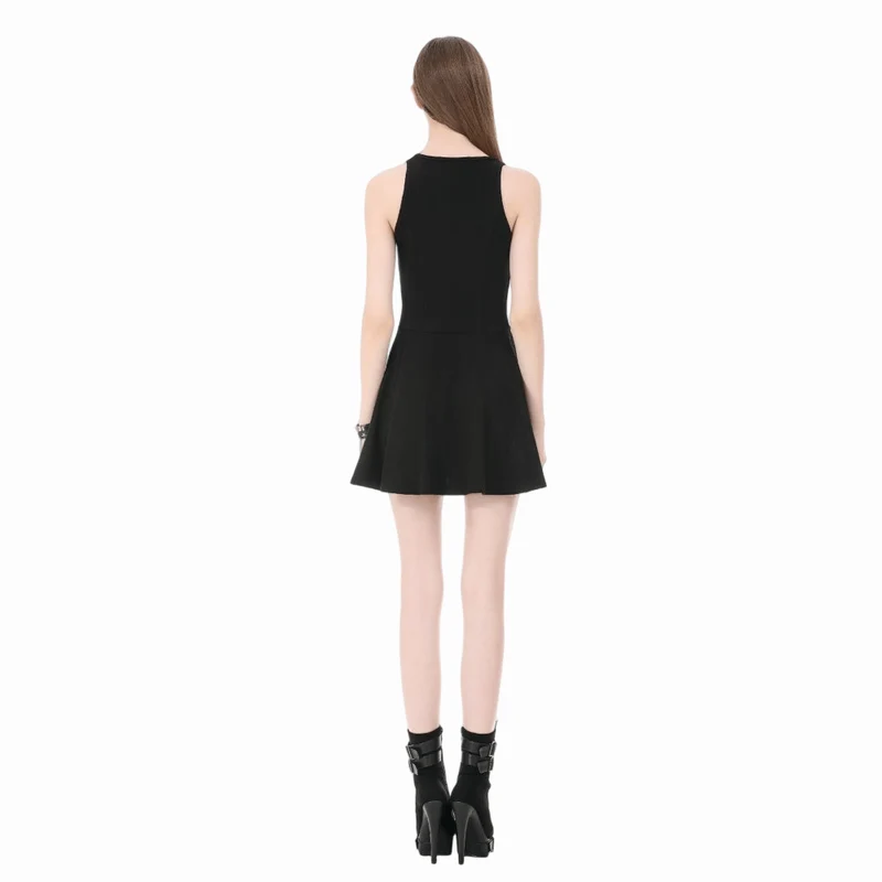Gothic-Kurzkleid für Damen mit tiefem Ausschnitt und Schnürung