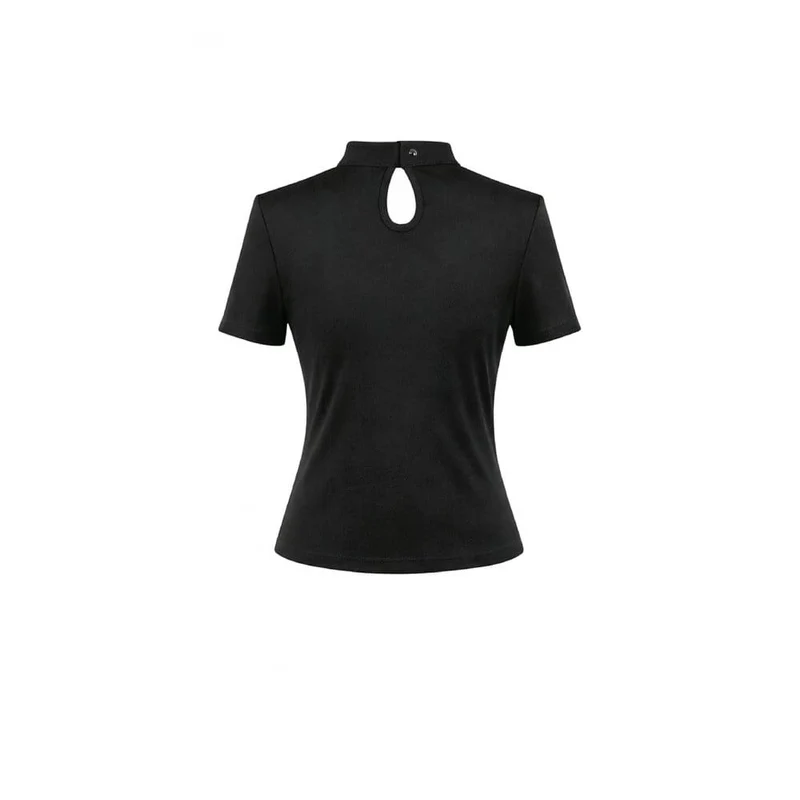 Gothic-T-Shirt für Damen mit Spinnennetz-Motiv und kurzen Ärmeln