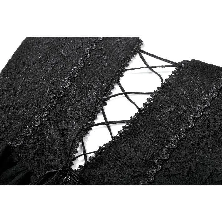 Gothic-Kleid mit Blumenmuster, transparentem Unterkleid und Schleppe für Damen