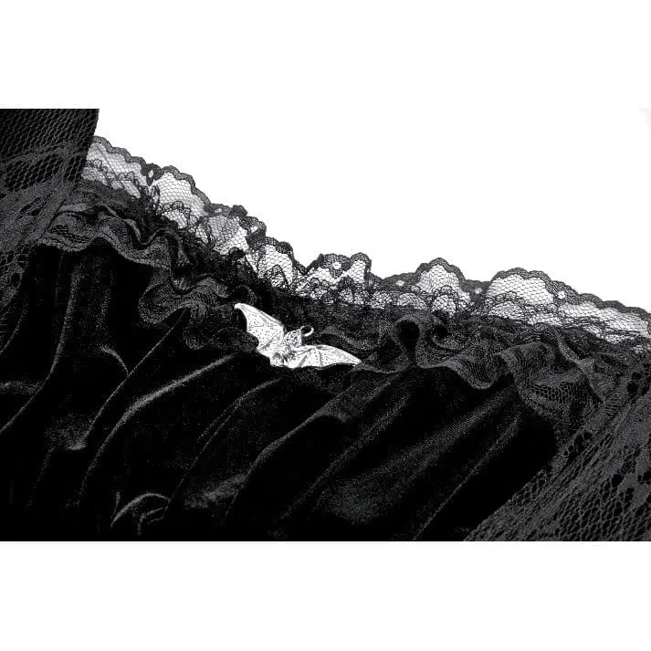 Gothic-Kleid für Damen mit Spitzenbesatz, Schnürung und eckigem Kragen, Abschlusskleid