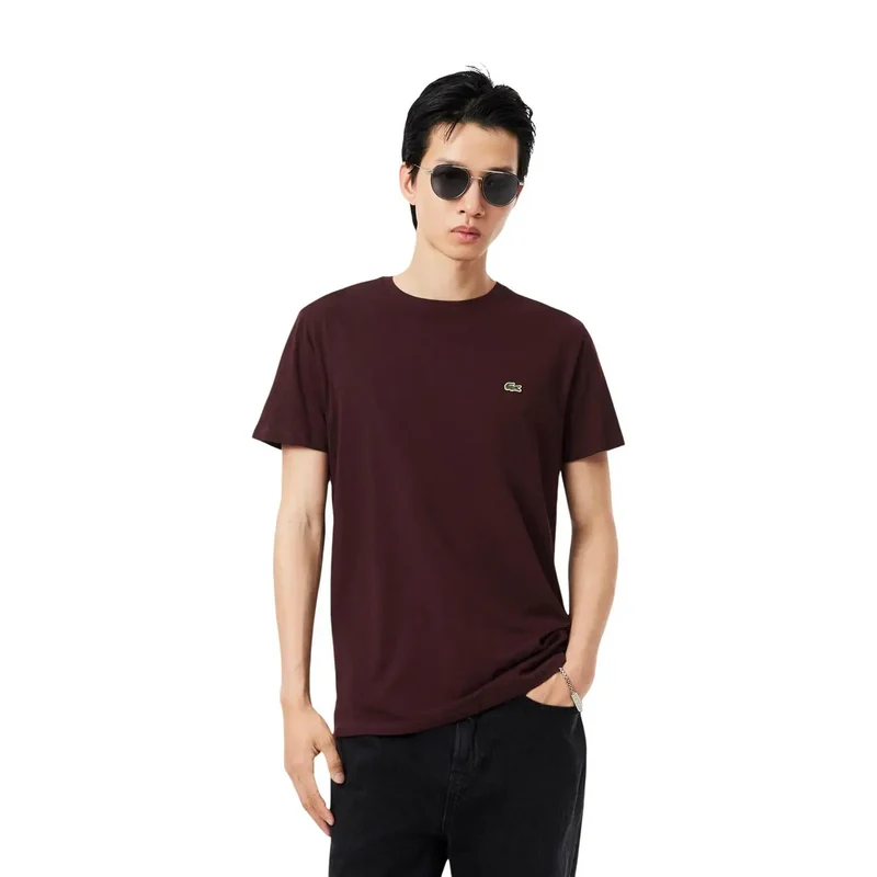Lacoste Herren Bordeaux Baumwoll-T-Shirt