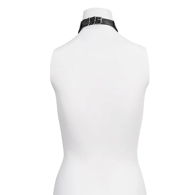 Gothic-Krawatte aus Kunstleder mit Nieten und Choker für Damen