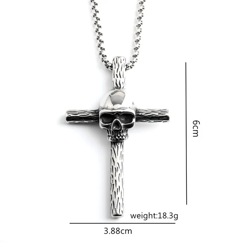 Punk-Schädel-Kreuz-Halskette für Herren