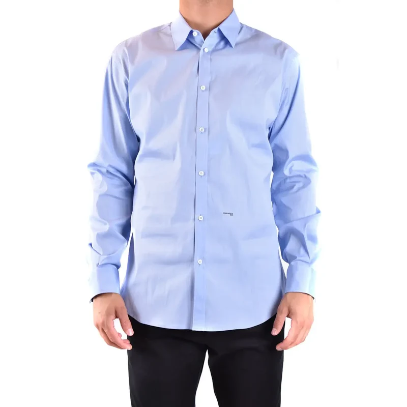 Dsquared2 Herrenhemd aus blauer Baumwolle, klassische Passform