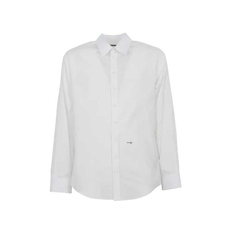 Dsquared2 Herren Weißes Baumwollhemd, klassisch, langärmlig