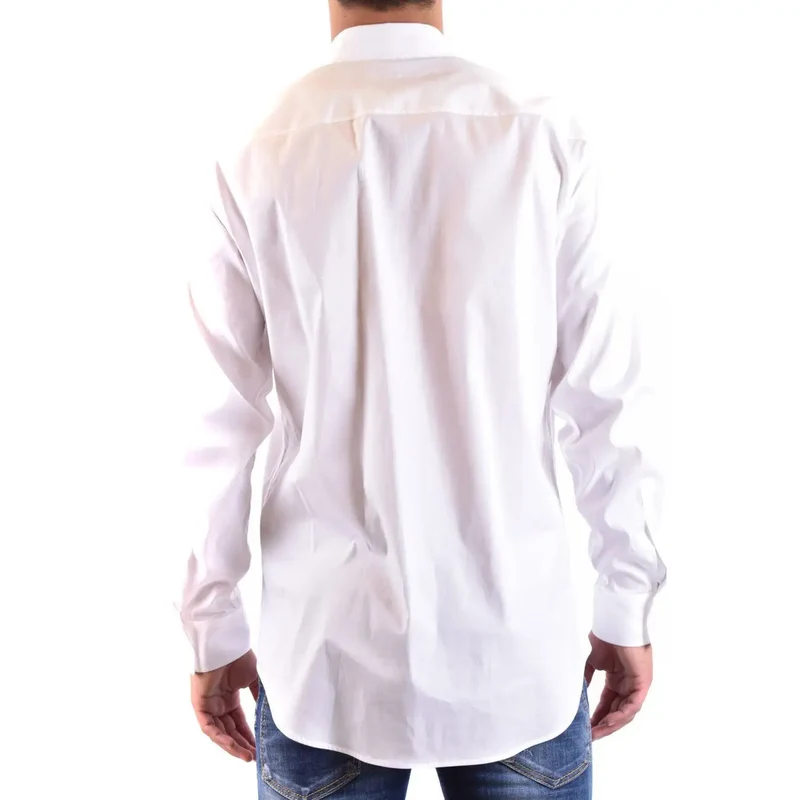 Dsquared2 Herren Weißes Baumwollhemd, klassisch, langärmlig