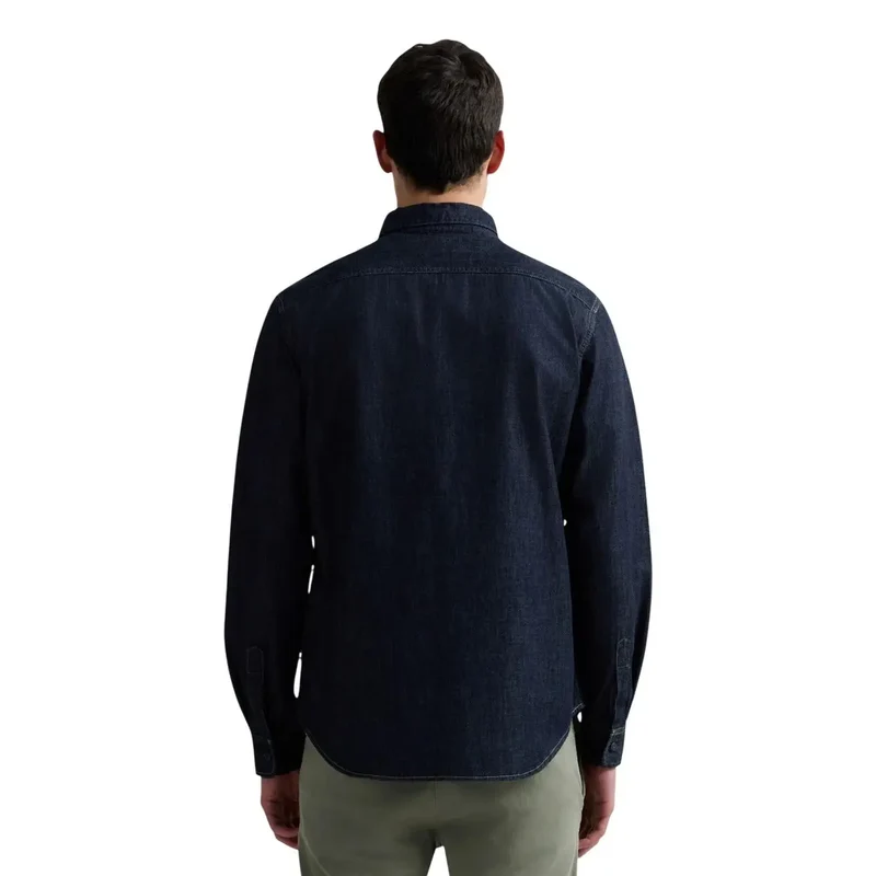 Replay Herren-Jeanshemd, blau, langärmelig, Baumwolle