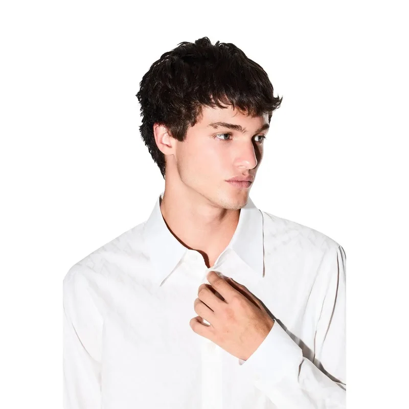 Armani Exchange Weißes Herren-Baumwollhemd mit geometrischem Muster