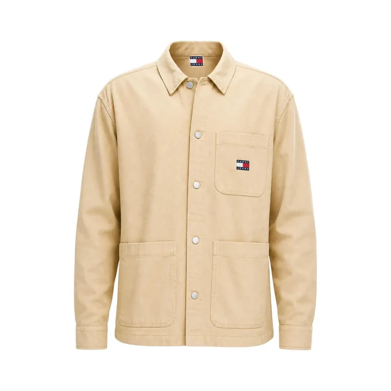 Tommy Hilfiger Herrenhemd aus beiger Bio-Baumwolle