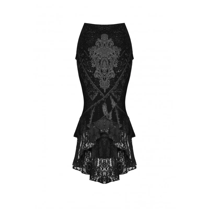 Gotischer Jacquard-Schwalbenschwanz-Wickelrock mit Spitzensaum für Damen