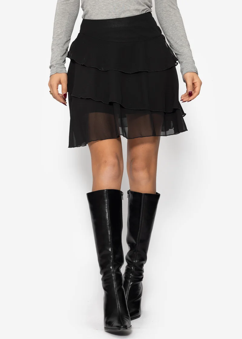 Chiffonrock mit Volants - schwarz
