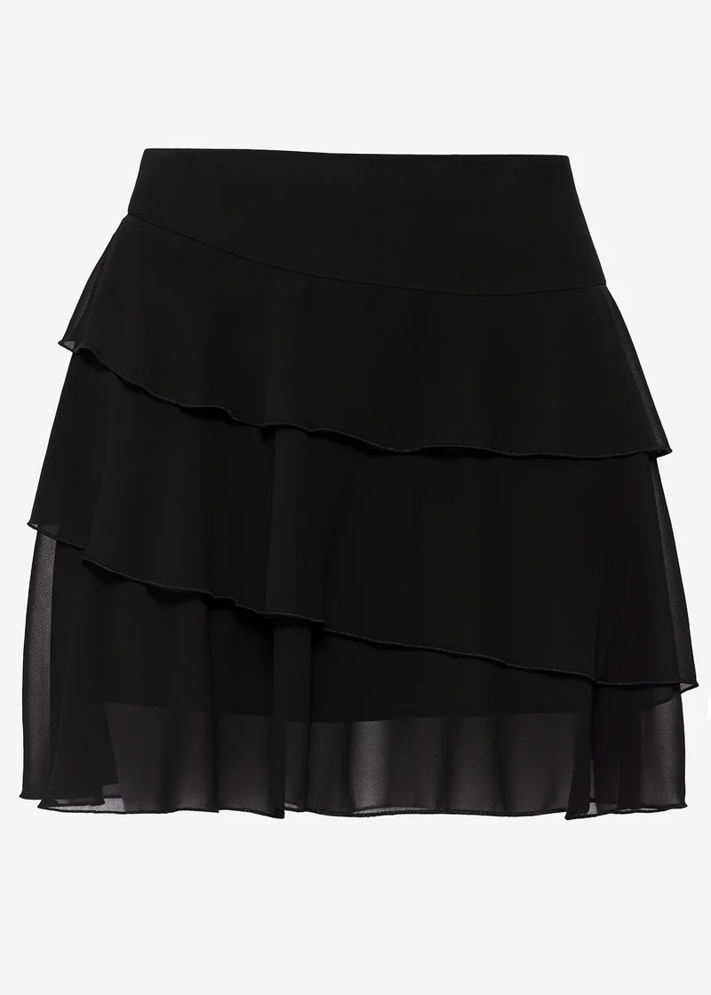 Chiffonrock mit Volants - schwarz