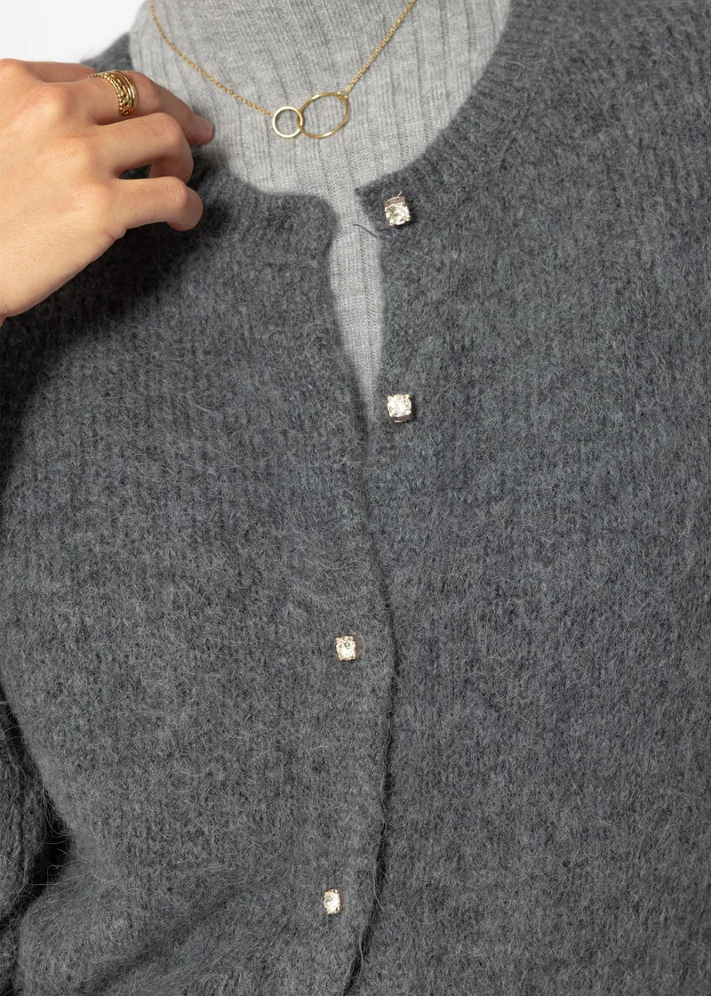 Weicher Strickcardigan mit Zierknöpfen - grau