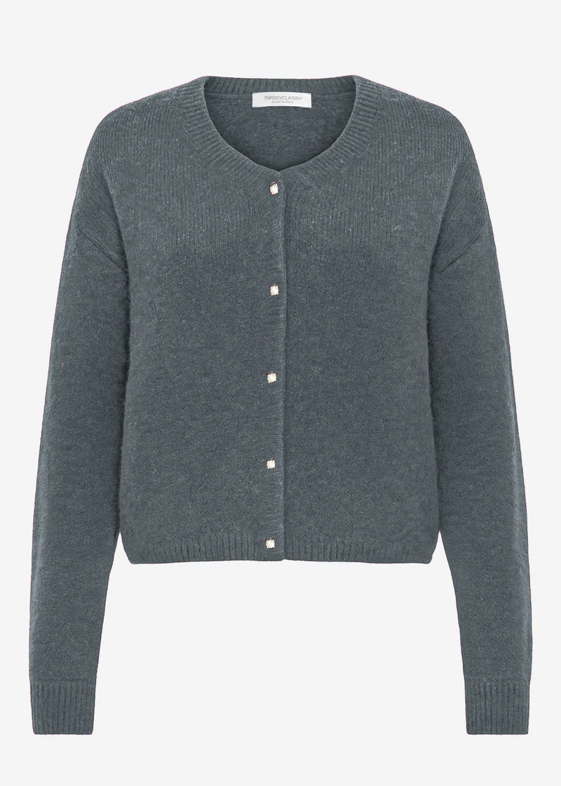 Weicher Strickcardigan mit Zierknöpfen - grau