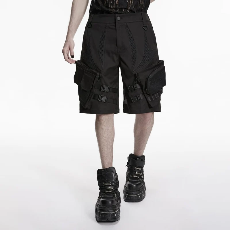 Punk-Shorts für Herren mit Schnalle und großen Taschen