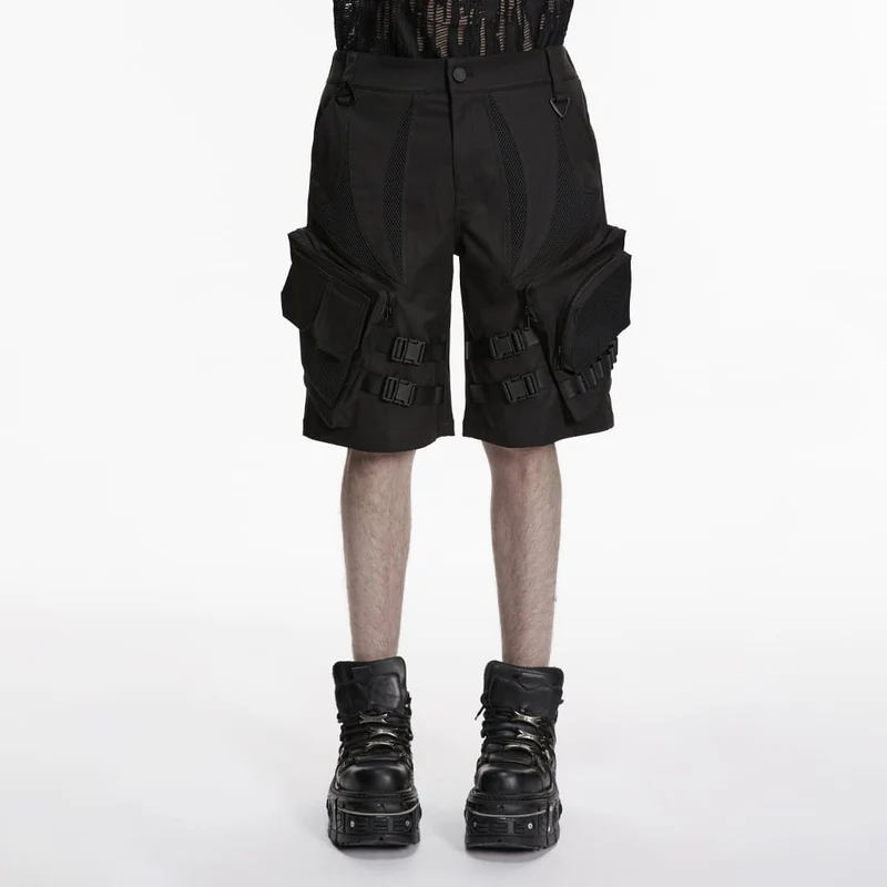 Punk-Shorts für Herren mit Schnalle und großen Taschen
