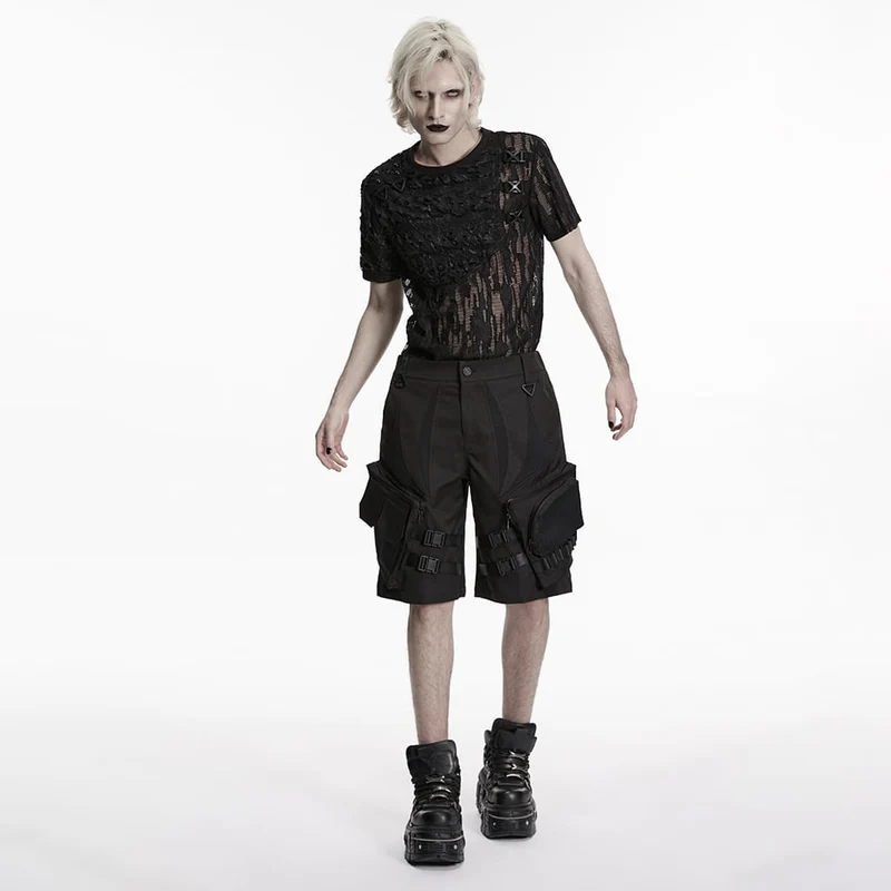 Punk-Shorts für Herren mit Schnalle und großen Taschen