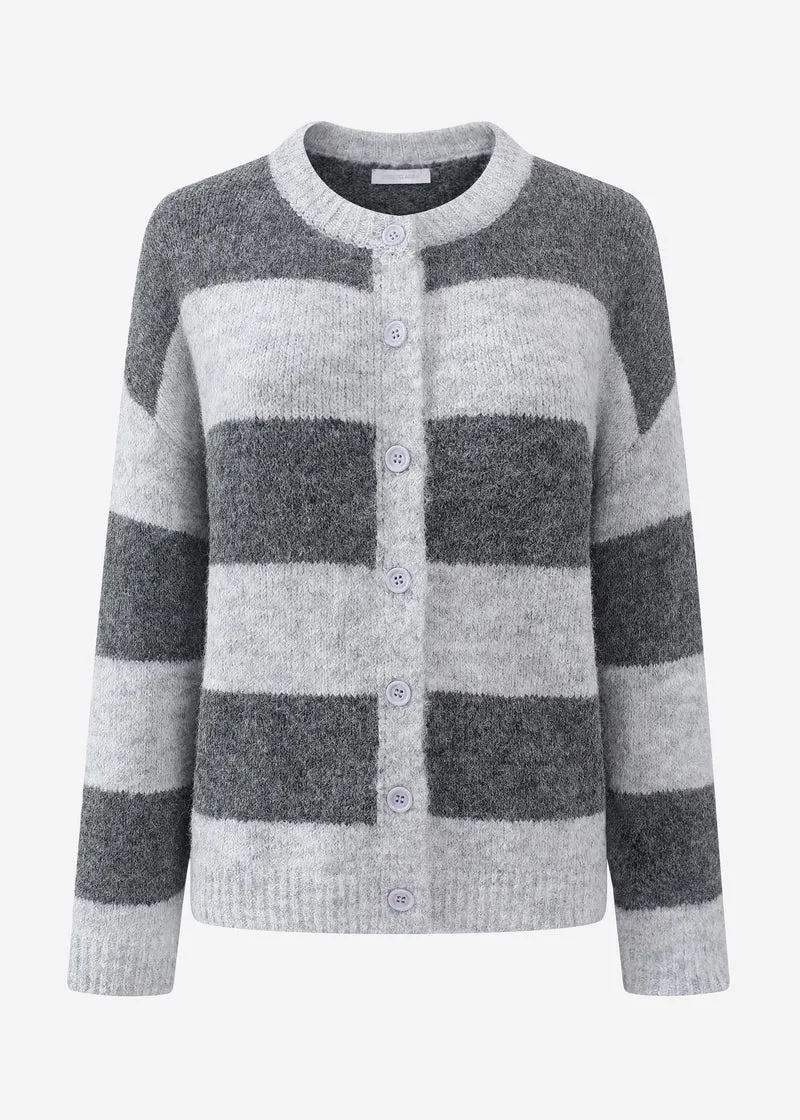 Cardigan mit Blockstreifen - grau